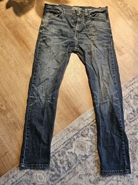 Mens Levi Strauss Co Blue Washed Jeans S37 Slim Fit 34x30 Pants Casual